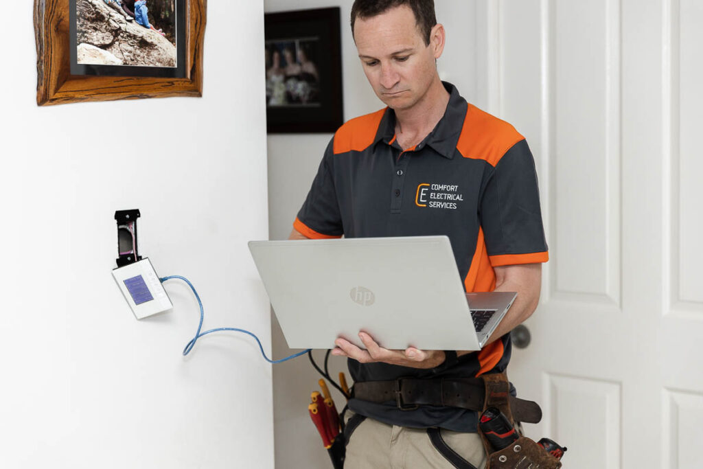 Comfort Electrical Services demonstrating C-Bus and Smart Home Automation